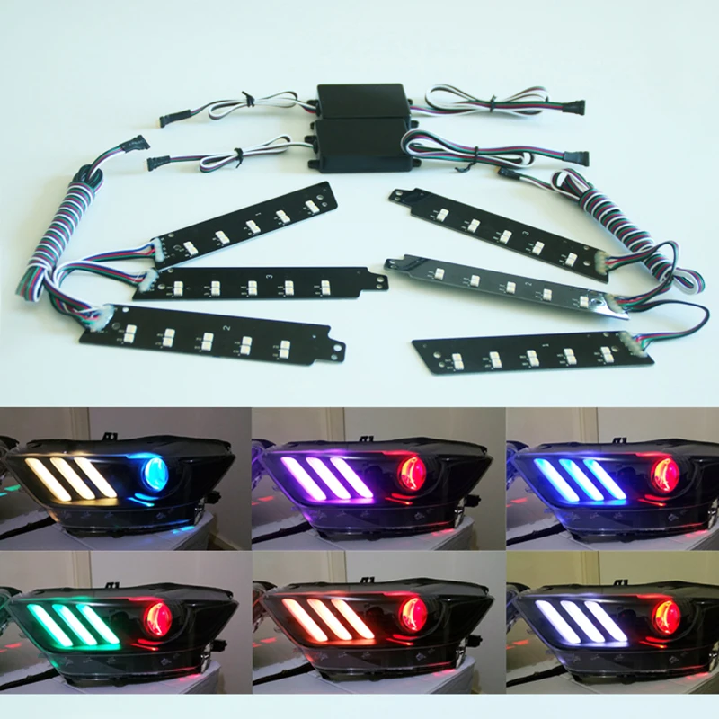 Многоцветная светодиодная плата DRL RGBW комплект освещения для Ford Mustang 2015-2017 гг.
