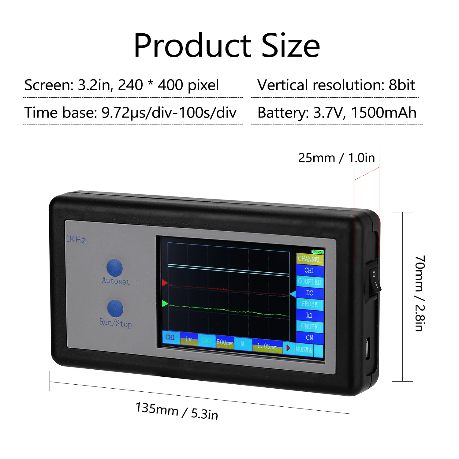 D602 200KHz 2CH Mini Portable Pocket-Sized Handheld Touched Panel LCD Digital Display Oscilloscope | Инструменты