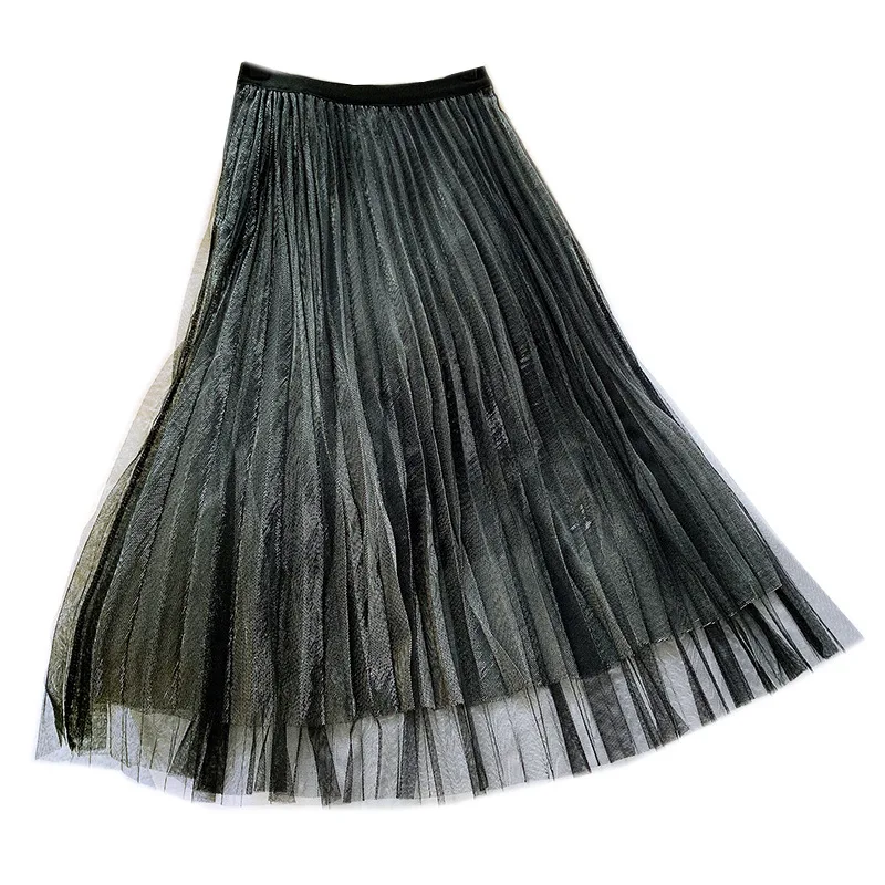 Винтажная стильная женская длинная юбка сетчатая Лоскутная двухслойная тонкая