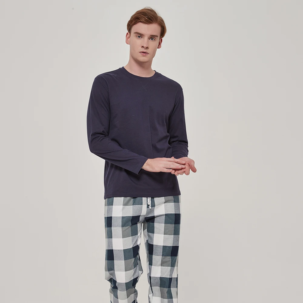 

PimpamTex-men's flannel pajamas 100% cotton long sleeve and long pants-men's winter pajamas