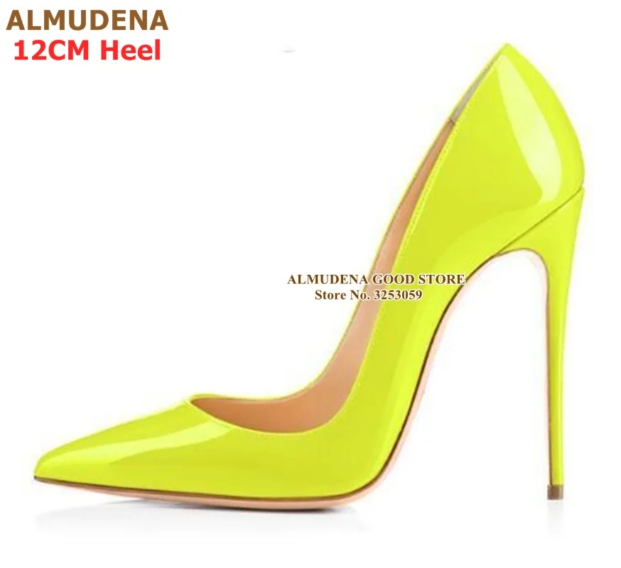 12cm heel as picture ALMUDENA/фиолетовые туфли-лодочки из лакированной кожи с острым носком свадебные туфли без застежки с закрытым носком 12 см вечерние туфли на высоком каблуке 10 см, 8 см туфли-лодочки, размер 45 - Цвет: 12cm heel as picture