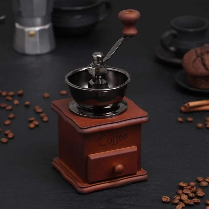 Кофемолка с ручкой Тёмное дерево 9 5×16 см|Кофемолки| |