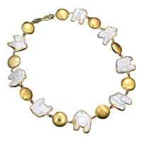 gg jewelry 18 freshwater keshi pearl 24 k yellow gold plated necklace