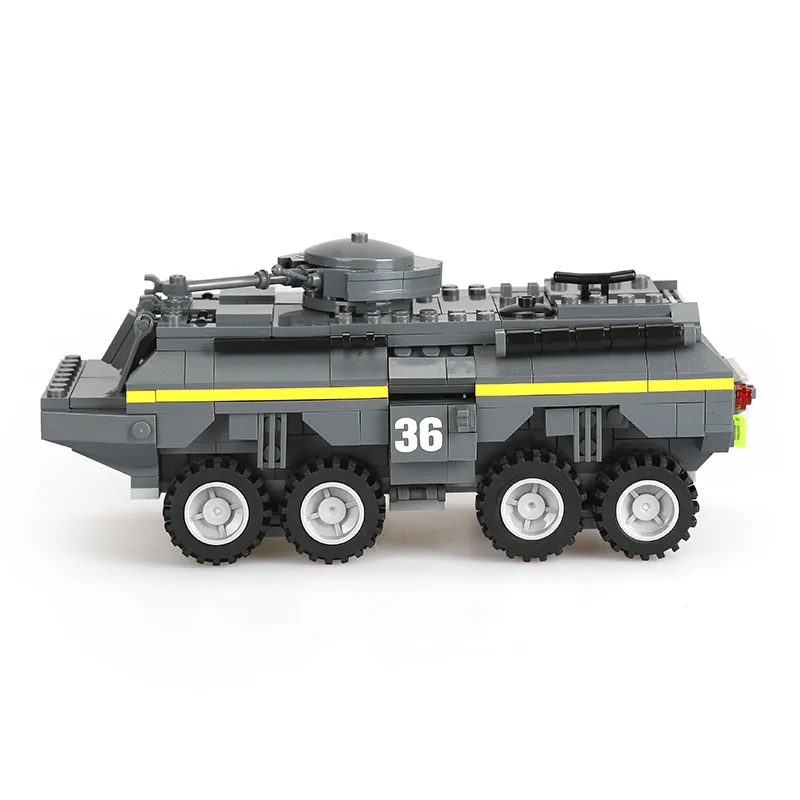 

384pcs World War 2 WW2 Army Military Soldier City Police SWAT Assault Armor Vehicle Tank Model Building Blocks Bricks Kids Toys