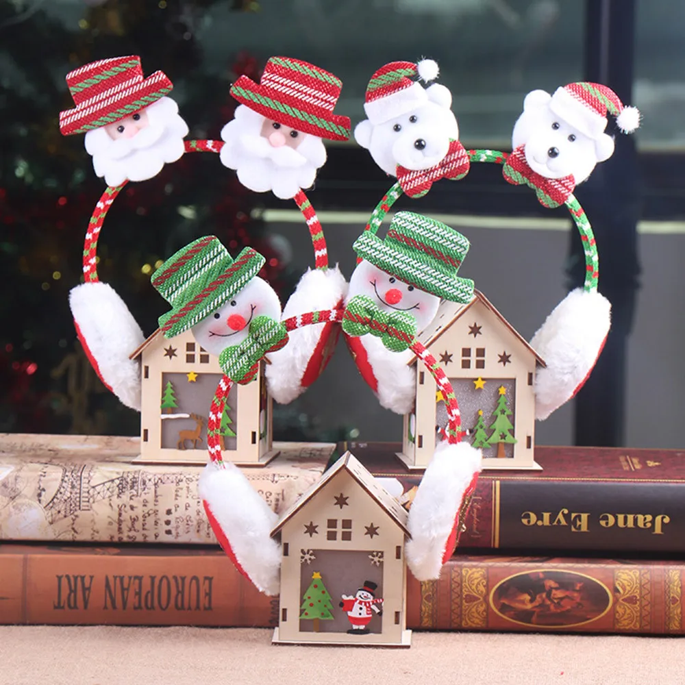 Рождественская повязка на голову Санта-Клаус снеговик олень медведь наушники