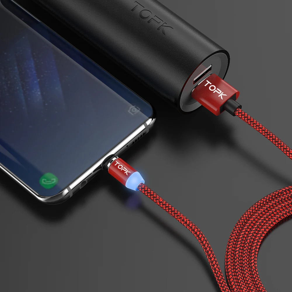 Магнитный USB-кабель TOPK AM17 Micro USB/Type-C/Lightning для телефонов Android/Android 2.4a | Мобильные