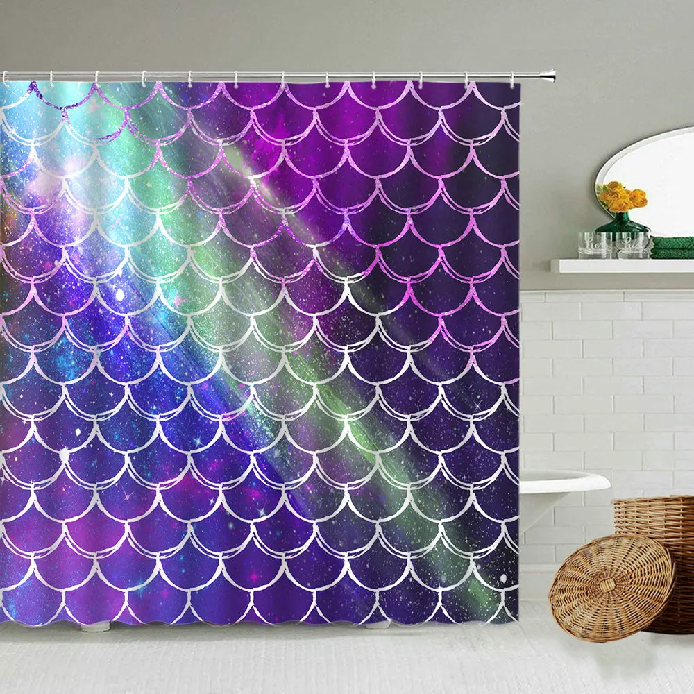 Цветная бесшовная текстурная занавеска для душа в виде рыбьей чешуи Волшебный