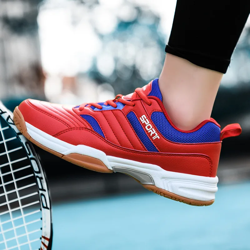 Professional Men Red Tennis Shoes Lightweight Breathable Badminton Shoes Man Outdoor Athletics Training Table Tennis Sneakers