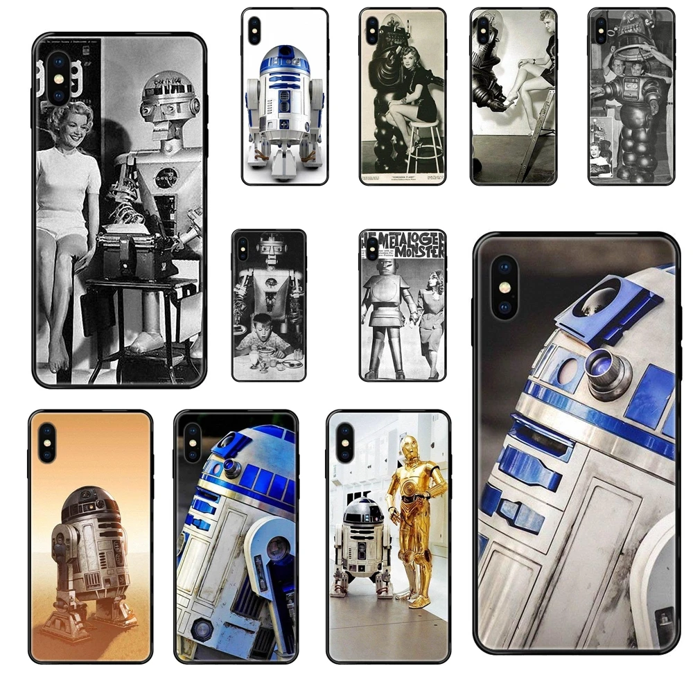Винтажные R2d2 робот настенный светильник черный Мягкая Художественная печать