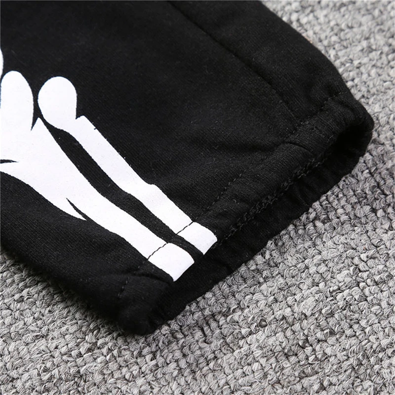 Детский костюм на Хэллоуин Модный комбинезон с капюшоном черепом скелетом для