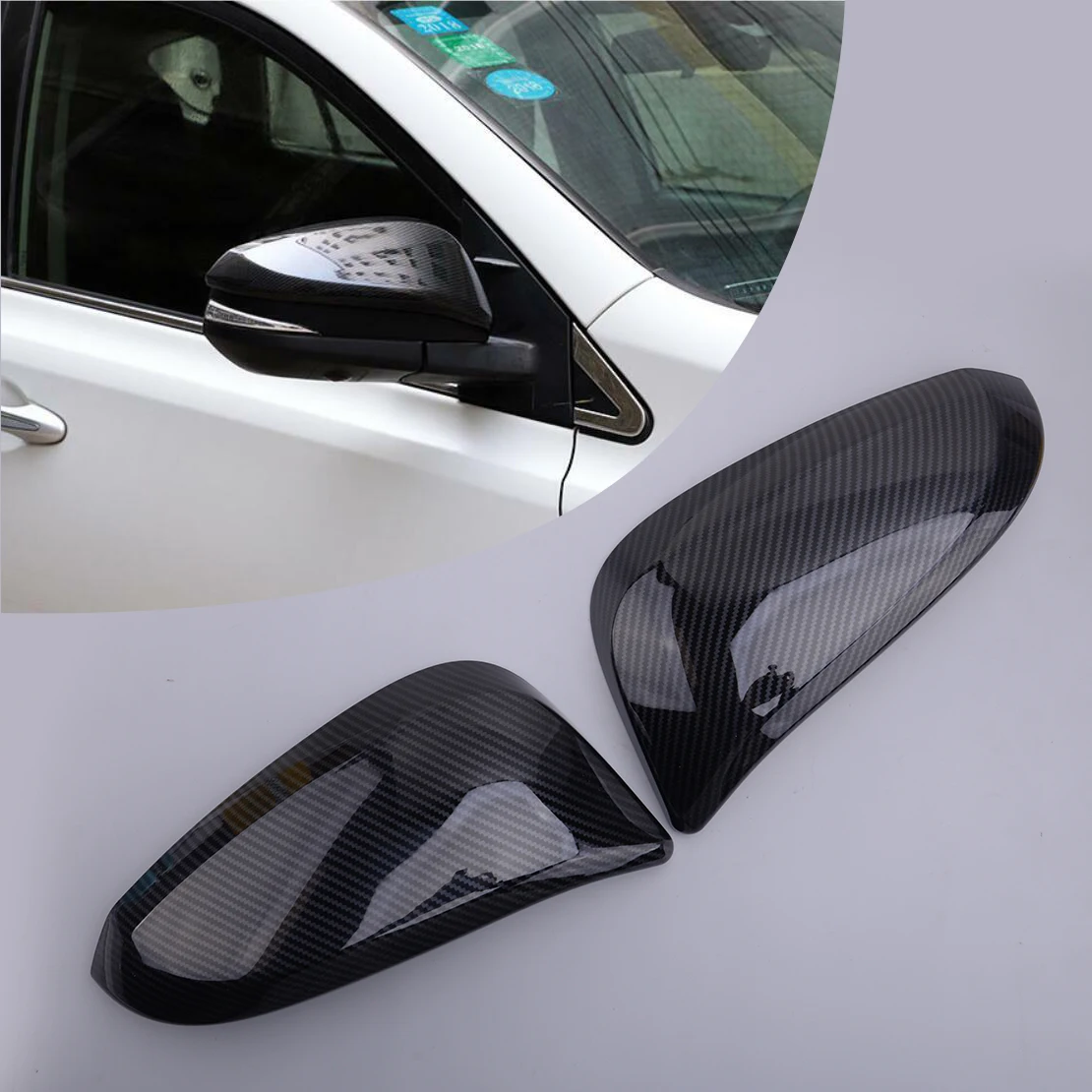 

1 пара крышек для бокового зеркала заднего вида автомобиля, пластиковые крышки из углеродного волокна для Toyota RAV4 2013 2014 2015 2016 2017 2018