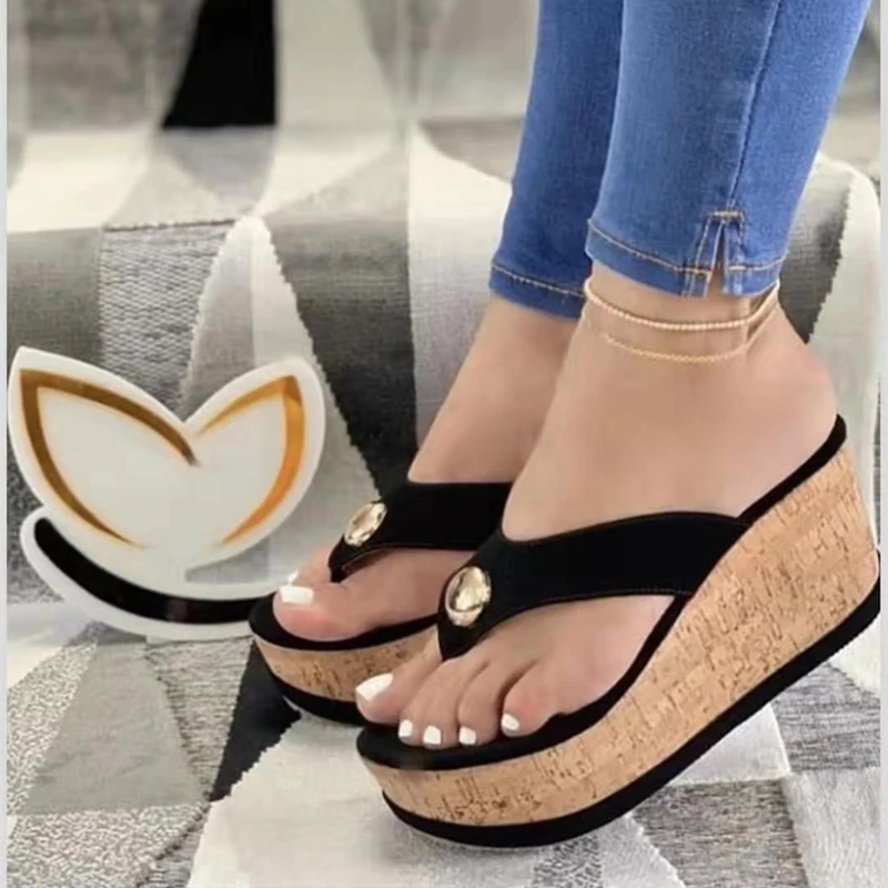 

Women High Heels Sandal Thick Bottom Casual Beach Shoes Ladies Summer Wedges Sandals Platform Mules Slipper Female Flip Flops