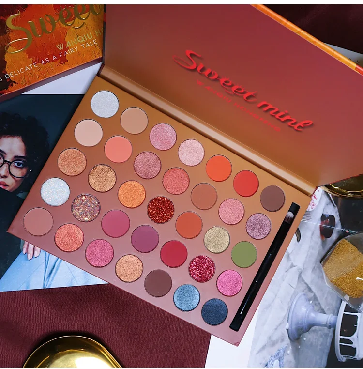 Металлическая палитра теней для век 35 цветов блестящая Мерцающая Бриллиантовая