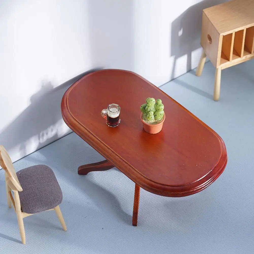 

Miniature Wooden Mahogany Table Simulation Mini Furniture Model Toy Home Decor For 1:12 1:6 Living Scenes Accessories R8z6