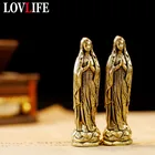 Винтажный латунный Брелок с фигуркой Богородицы, подвеска на цепочке для ключей, подвеска на цепочке с изображением Святой матери, Будды, ювелирные изделия