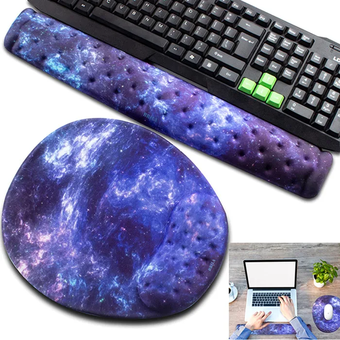 nebula galaxy space Клавиатура подставка для запястья и коврик для мыши-удобная эргономичная мягкая подкладка из пены памяти-нескользящая поддержка запястья для мыши и клавиатуры - Цвет: nebula galaxy space