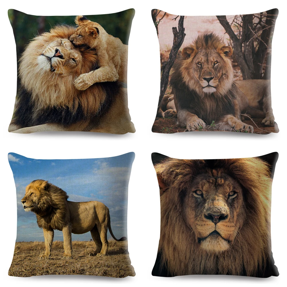Чехол для подушки с принтом африканского льва декоративный чехол из полиэстера