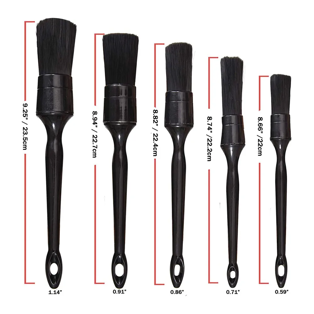 

5pcs Car Wash Brush Wheel Cleaning Brush Set Handle Wheels Tires Engine Bay Leather Seats Door Panels Detailing Brush Car Tools