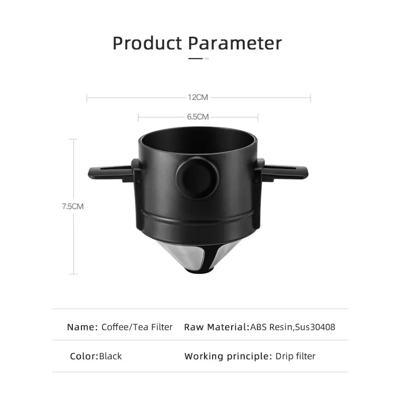 

Coffee Filter Portable 304 Stainless Steel Drip Coffee Tea Holder Funnel Baskets Reusable Tea Infuser and Stand Coffee Dripper