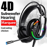 ddj a18 wired gaming headsets usb 3 5mm wired rgb light headphones surround sound with microphone for tablet laptop ps4 pc gamer