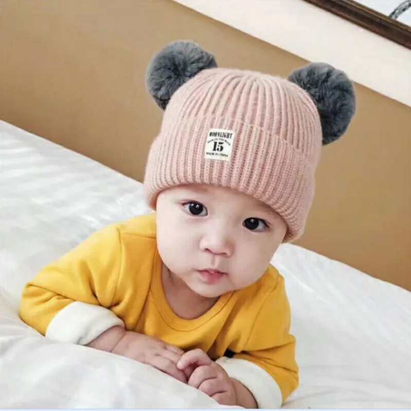 

Newborn Baby Hat Pompon Winter Children Hat Knitted Cap For Girls Boys Cute Solid Color Girls Hat Baby Beanies