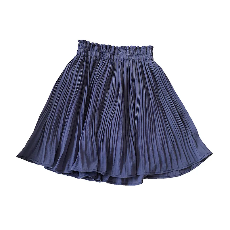 

Pure Color Chiffon Short Skirt 2021 Spring and Summer New High-waisted Thin Pleated Anti-glare Skirt