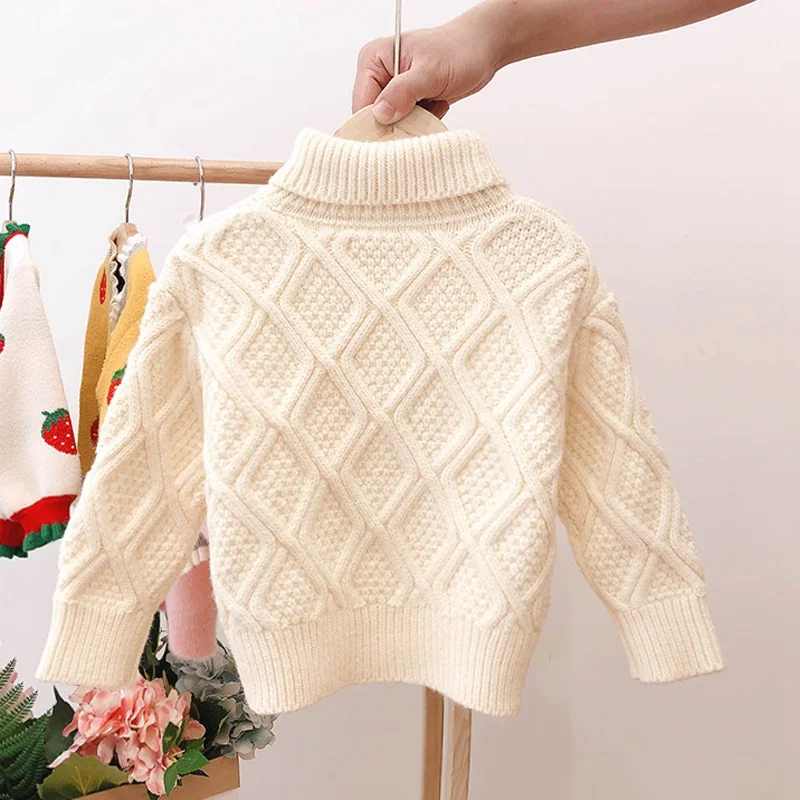 2019 модные осень зима свитер с высоким воротником для девочек леггинсы маленьких