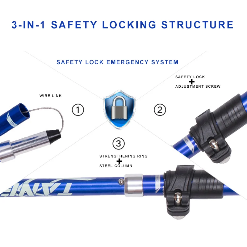 Анти-шок Алюминиевый сплав Трость для пеших прогулок треккинговые тропы палки