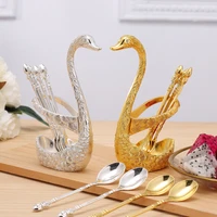 coffee tea spoon fork holder set swan fork luxurious fruit cake cutlery living room dining table kitchen tableware accessories