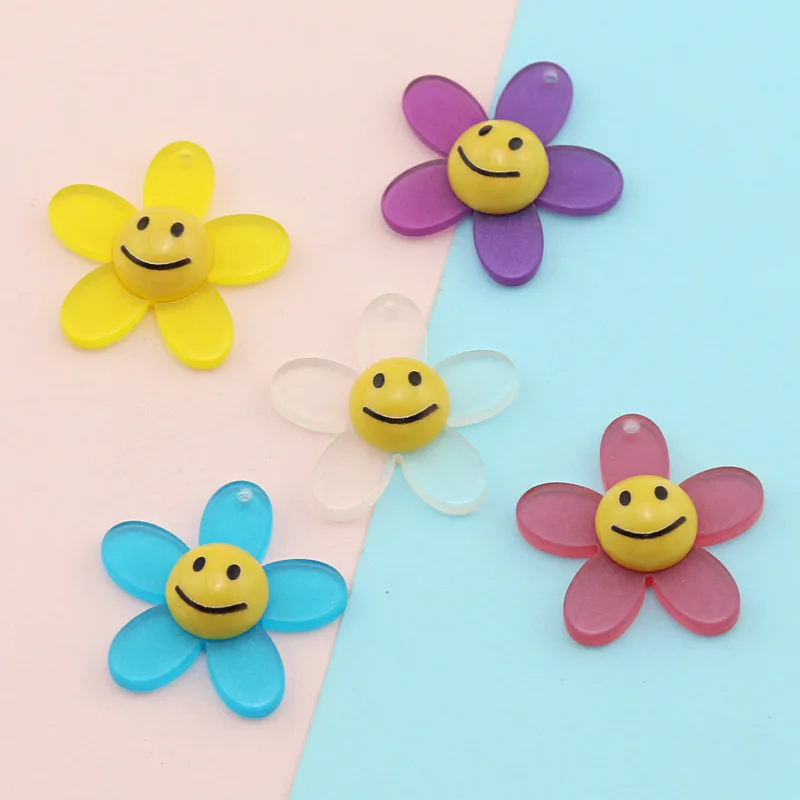 20 шт 30 мм Корея diy смайлик цветок. Подвеска в виде смайлика подсолнуха. Цепочка для
