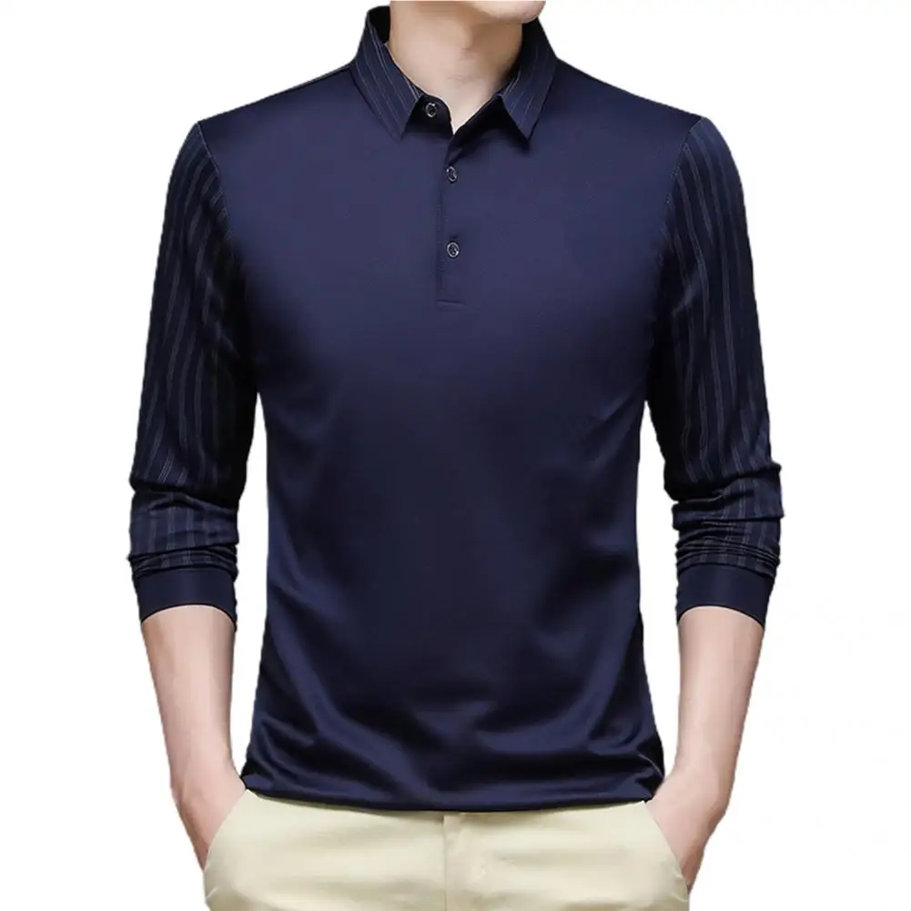 

Long Sleeve Elastic Cuff Turn-down Collar Men Shirt for Business Situation
