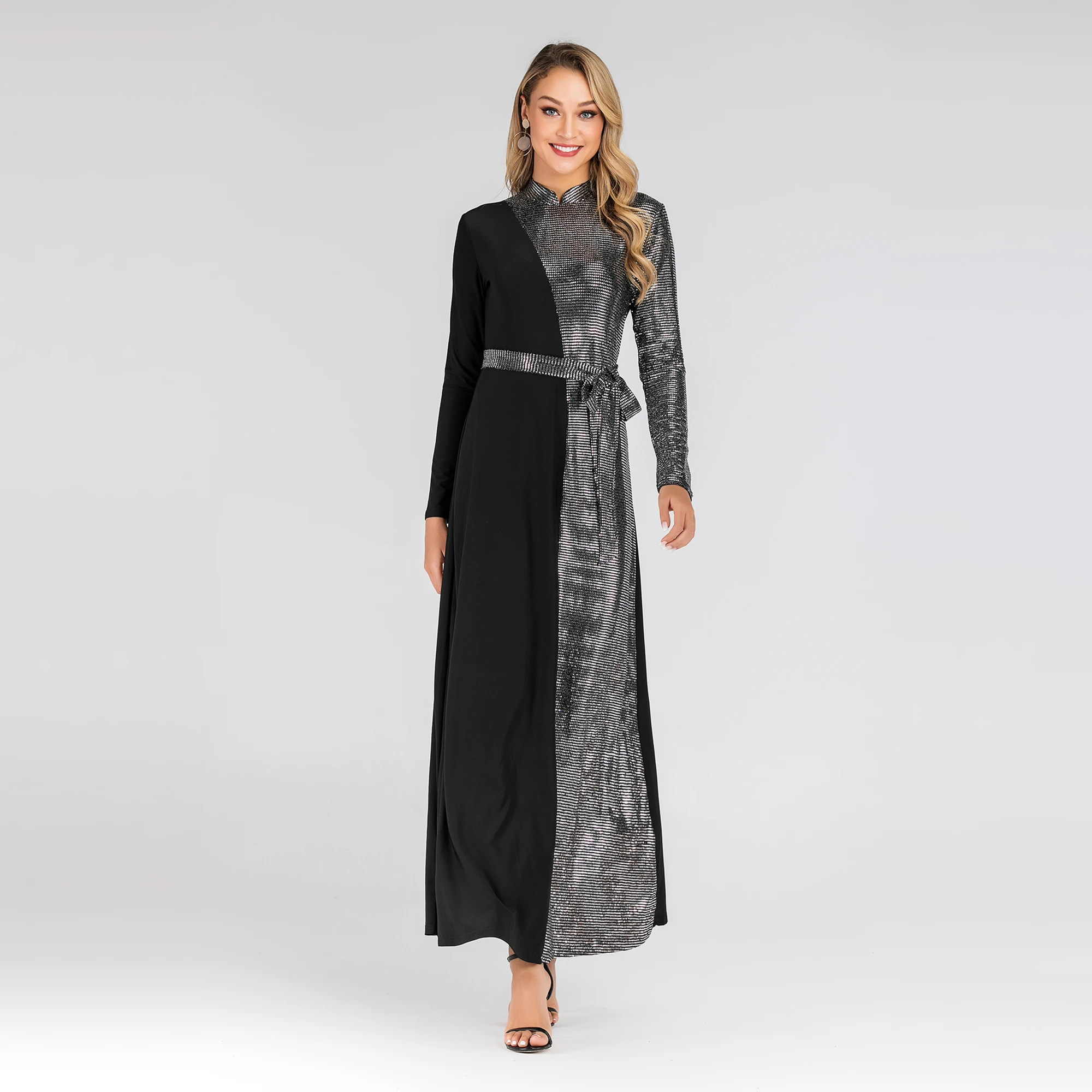 Новинка 2019 роскошное длинное платье с блестками мусульманская женская абайя |