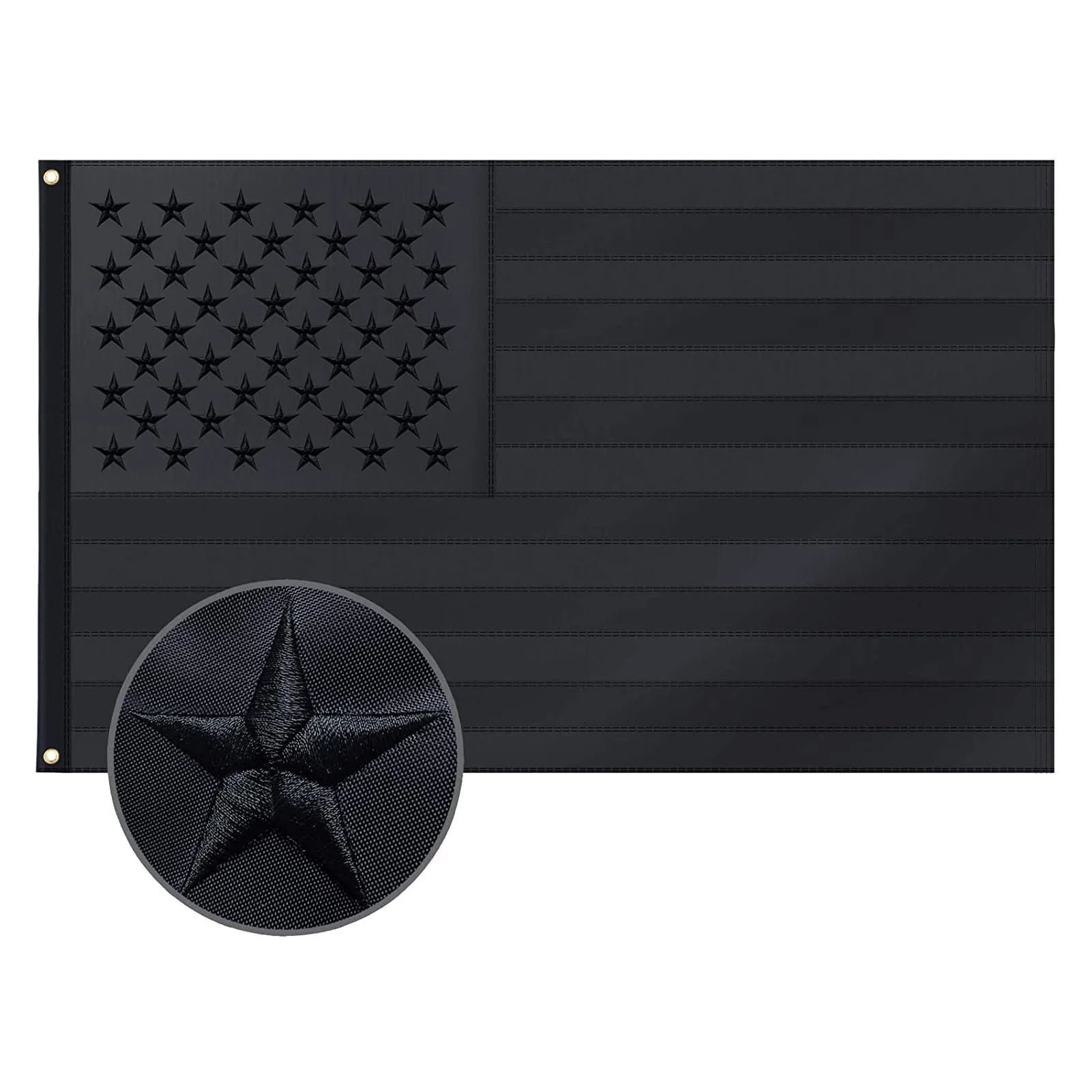 

Outdoor Banner Flag All black American Flag Embroidered Stars Stripes Banner Resistant Outside Porch Garden Home Decor 90x150cm