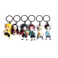 3d anime keychains accessories for backpack demon slayer cute pendant kamado tanjirou nezuko agatsuma zenitsu key chains gift