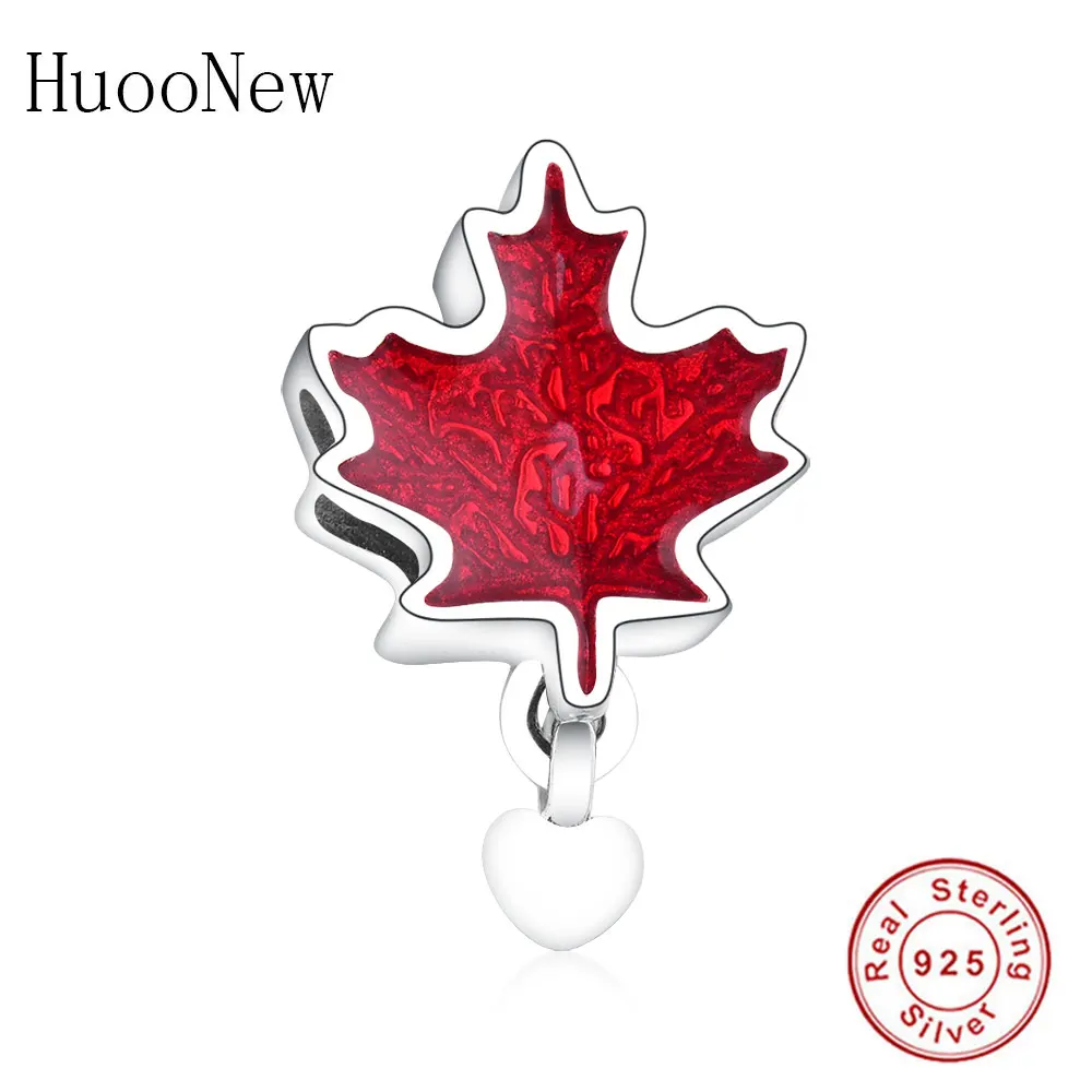 

Red Enamel Dazzling Maple Leaves Beads Fit Original Charms Bracelet 2019 Autumn 925 Sterling Silver Jewelry Gift Pulsera
