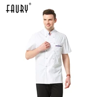 short sleeve chef uniform double breasted hotel kitchen chef waiter jacket cook shirt barbershop catering cozinha work clothes