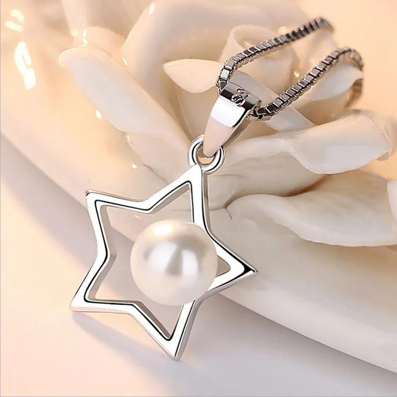 

925 Sterling Silver Jewelry Star Sterling Silver Necklaces & Pendants Statement Necklace Summer Jewelry For Women Bijoux