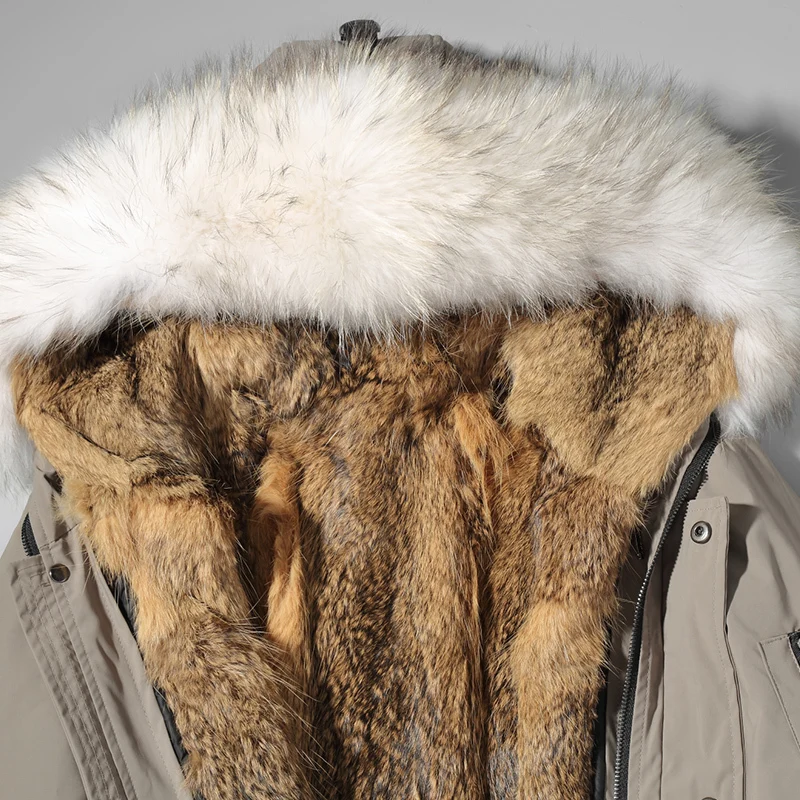 Зимняя парка пальто с лисьим мехом мужская длинная куртка воротником из меха