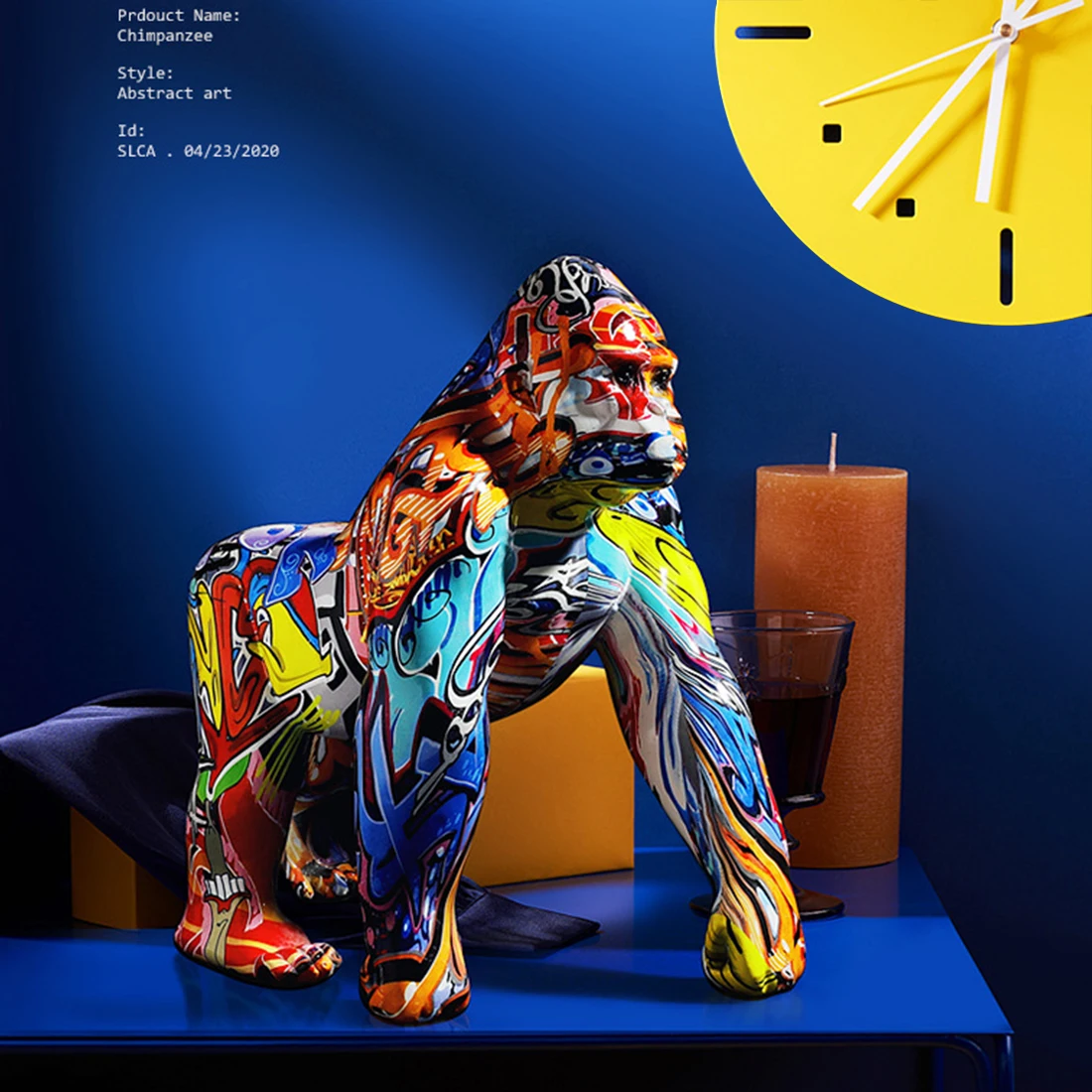 

Colorful Graffiti Gorilla Sculpture Nordic Creative Animal Statue| Creative Ornament Retro Figurine Home Decoration Accessories