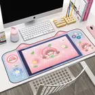 Милый коврик для мыши DATA FROG Cat Ear, большой компьютерный стол, коврик для мыши, розовый игровой коврик для мыши для девочек, Мультяшные кавайные игровые аксессуары