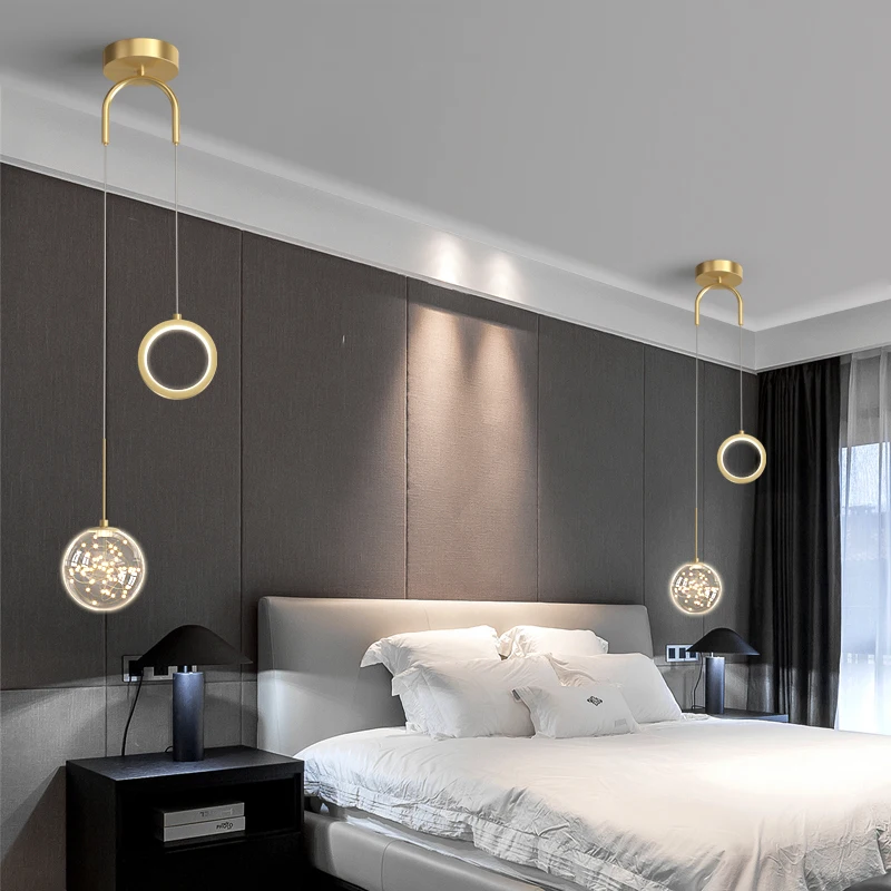 Скандинавская светодиодная Подвесная лампа золотого и черного цвета