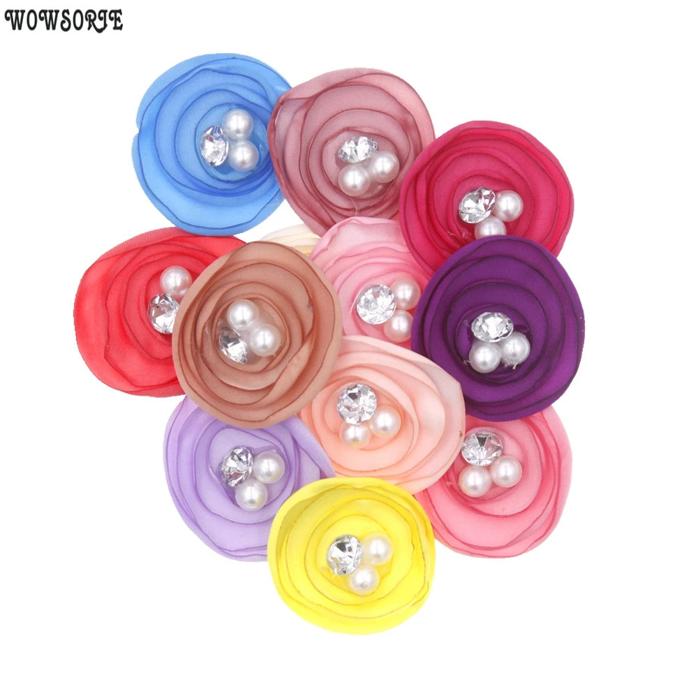 10 шт./лот детский аксессуар цветы со стразами без зажимов 4 2 см| |