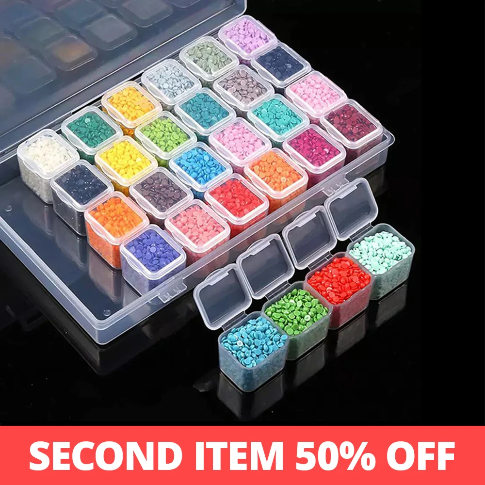 Diamond Painting Accessories 28 Grid Box Kit Transparent DIY Embroidery Cross Stitch Tool Set Household Storage Case Container