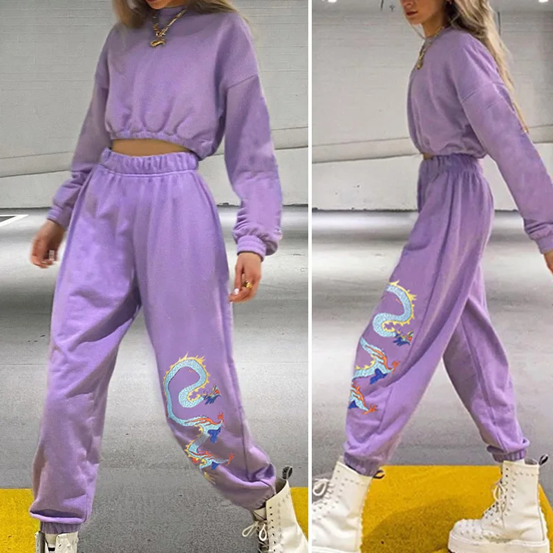 Женские брюки с принтом дракона Уличная одежда Шаровары Повседневные женские