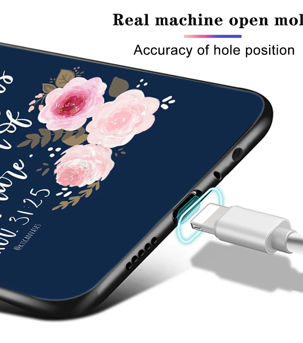 

Bible Flower Case For Xiaomi Redmi Note 9 8 7 10X 8T 6 Pro Mi Note 10 9 8 9T Pro SE A3 A2 Lite F1 Phone Cases Black Cover Coque