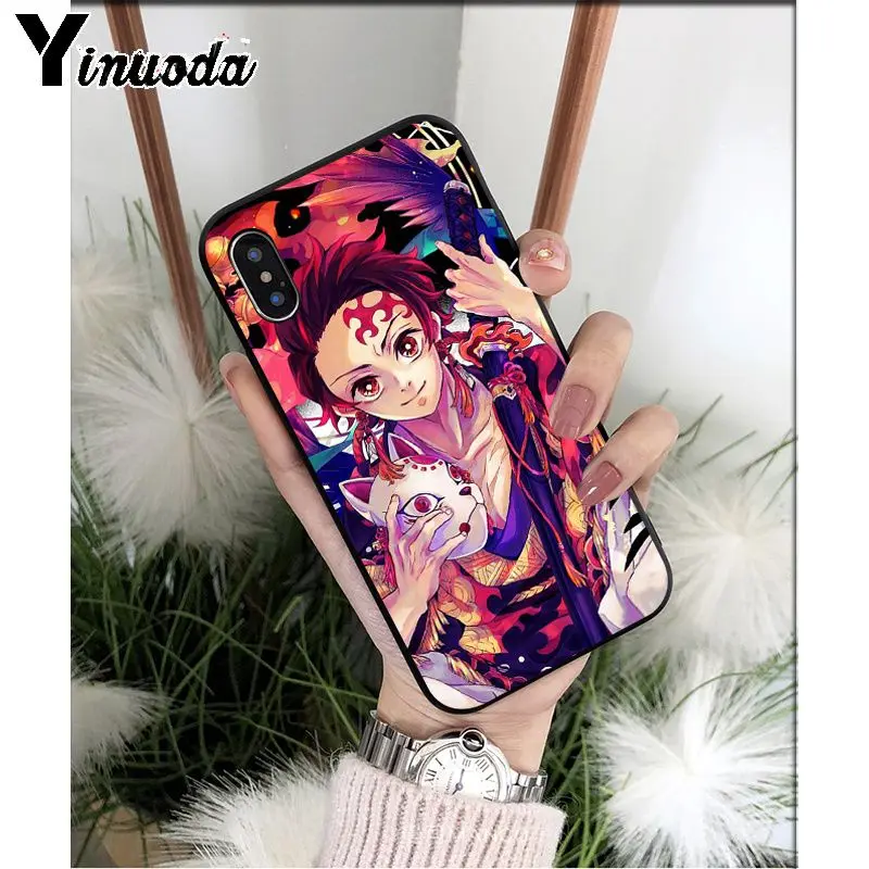 Yinuoda аниме Demon Slayer Kimetsu no Yaiba TPU мягкий черный чехол для телефона Apple iPhone 8 7 6 6S Plus X XS MAX 5 5S SE XR