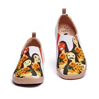 uin womens comfortable loafers lightweight slip ons sneakers walking flats casual flower art painted travel shoes