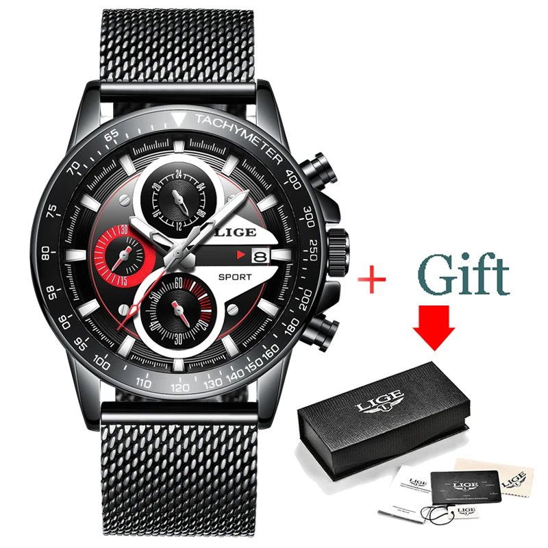 

Relogio Masculino LIGE Fashion Men Watches Male Creative Business Chronograph Quartz Clock Stainless Steel Waterproof Watch Men