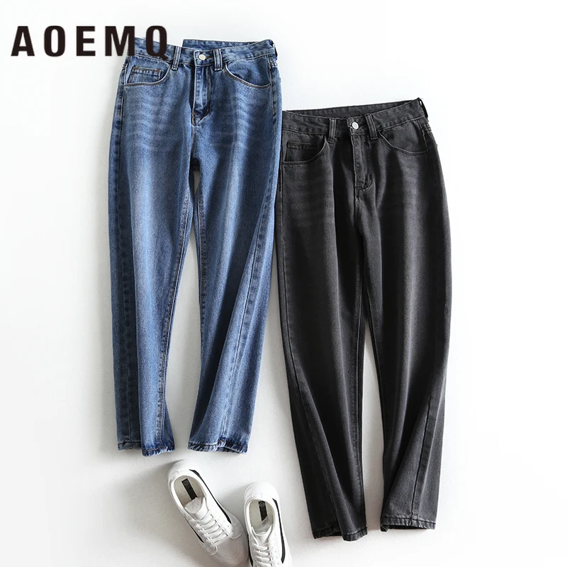 AOEMQ, модные брюки, черные/черные однотонные брюки, джинсы, обтягивающие, обтягивающие, повседневные, уличные, узкие брюки, женские штаны, женская одежда