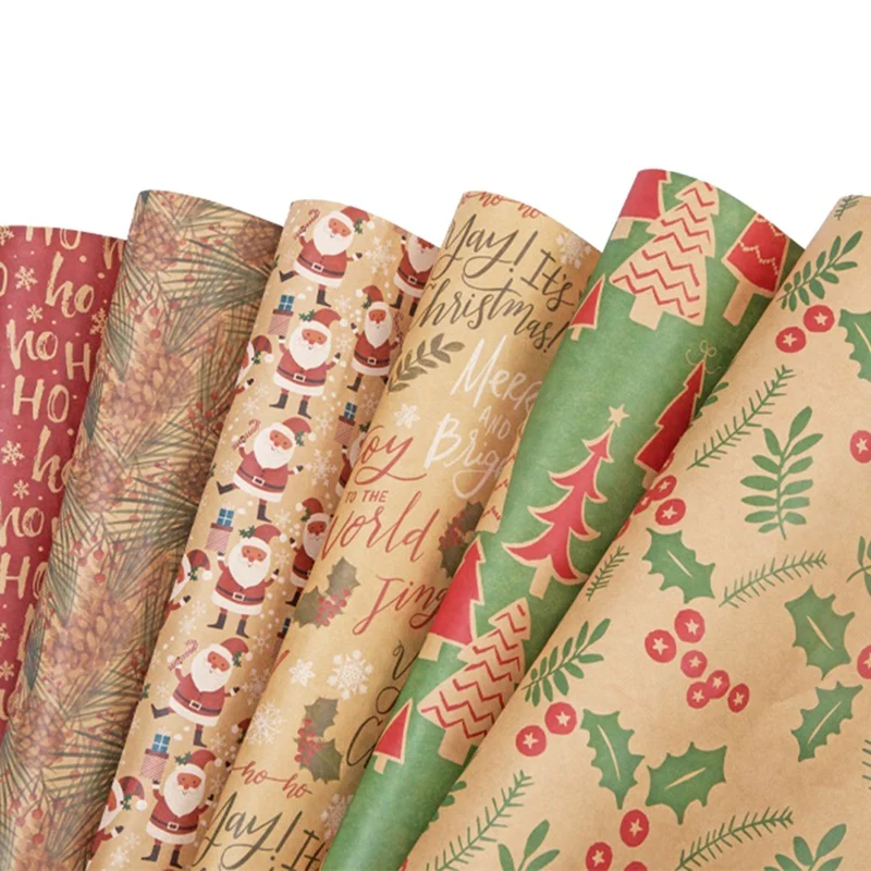 

6 Pcs Christmas Wrapping Paper Sheets,For Christmas Birthday Party Gift Wrap Papers,Present Gift Wrapping Paper